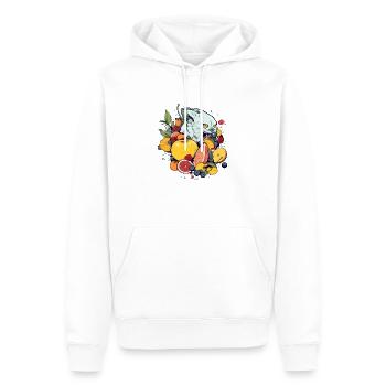 Eko le mangeur de fruits - Sweat à capuche Premium bio Homme - blanc - Devant - Nico (187cm)