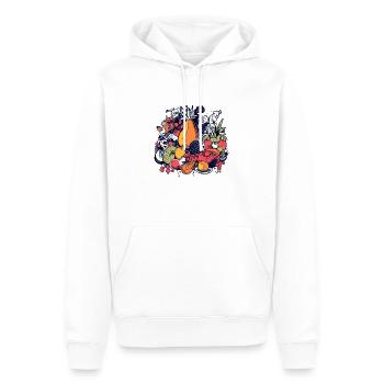 Les anifruits n 4 - Sweat à capuche Premium bio Homme - blanc - Devant - Nico (187cm)
