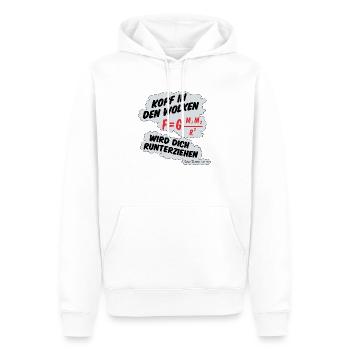 Kopf in den Wolken, ***** wird dich runterziehen. - Männer Premium Bio Hoodie - Weiß - Vorne - Nico (187cm)