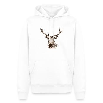 Hirsch - Männer Premium Bio Hoodie - Weiß - Vorne - Nico (187cm)
