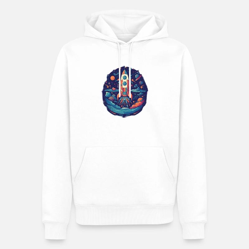 Whimsy Rocket: Aventure galactique! - Sweat à capuche Premium bio Homme - blanc