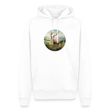 Cerf élaphe - Sweat à capuche Premium bio Homme - blanc - Devant - Nico (187cm)