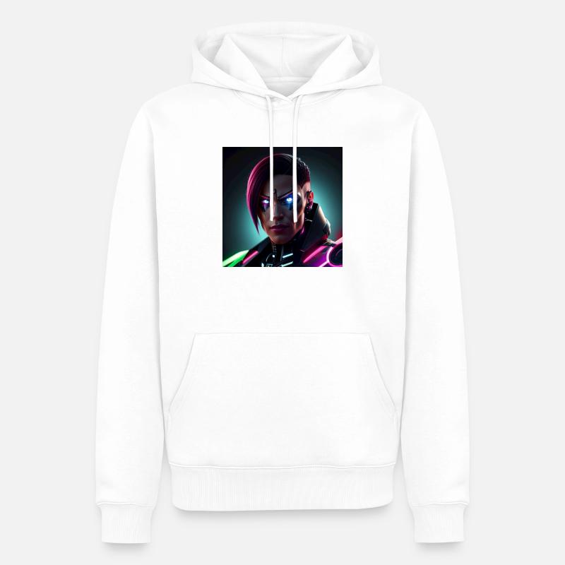 Cyborg mit Laser Augen - Männer Premium Bio Hoodie - Weiß