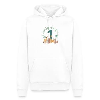 1. Jahrestag - Tiere zum ersten Jahrestag - Männer Premium Bio Hoodie - Weiß - Vorne - Nico (187cm)