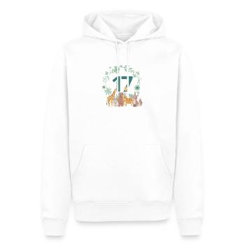 17th anniversary - animal birthday - Men’s Premium Organic Hoodie - white - Front - Nico (187cm)