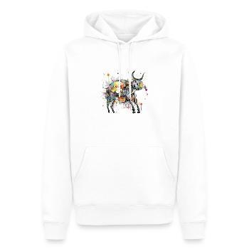 Moli le taureau - Sweat à capuche Premium bio Homme - blanc - Devant - Nico (187cm)
