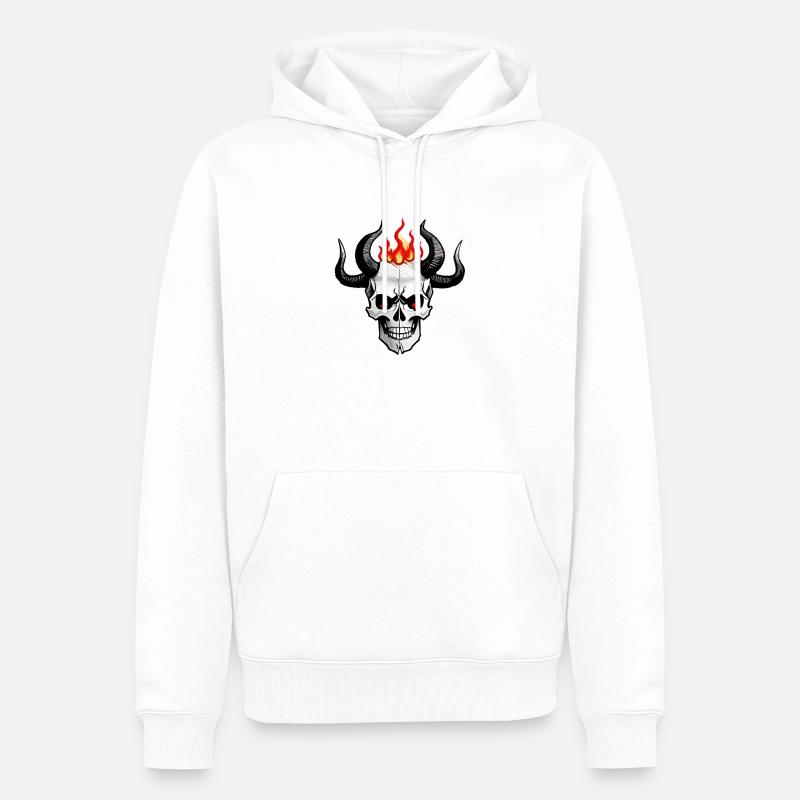 Un crâne à 4 cornes | Cet été me touche aussi - Sweat à capuche Premium bio Homme - blanc