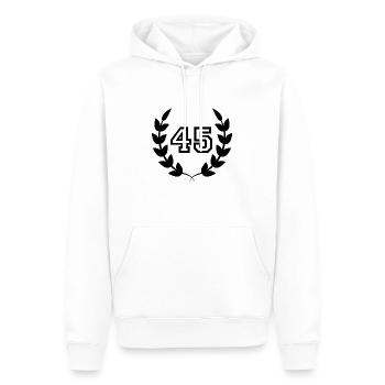 45e anniversaire-idée cadeau 45 ans - Sweat à capuche Premium bio Homme - blanc - Devant - Nico (187cm)