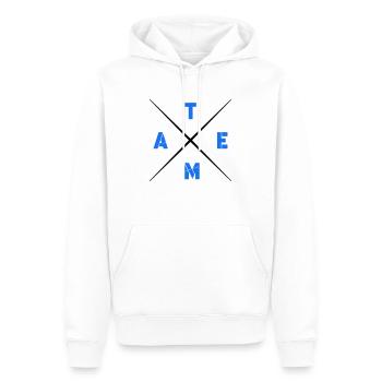 team - Männer Premium Bio Hoodie - Weiß - Vorne - Nico (187cm)