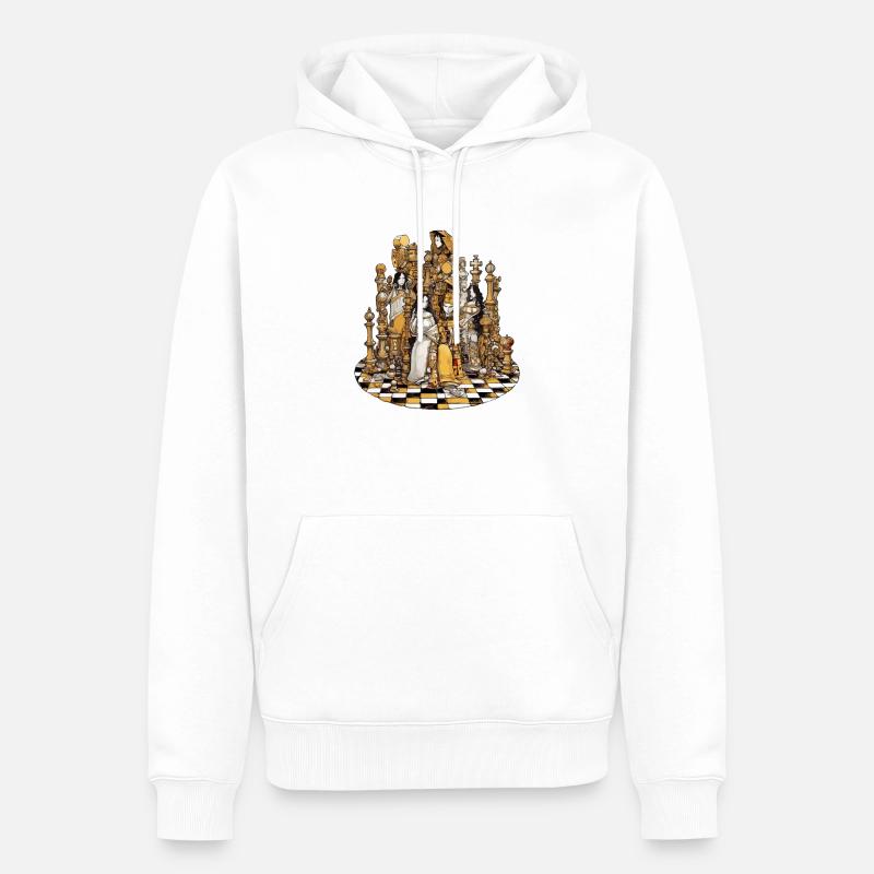 Rois et déesses de l'échiquier - Sweat à capuche Premium bio Homme - blanc