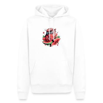 Mila, der Wassermelonenbussard - Männer Premium Bio Hoodie - Weiß - Vorne - Nico (187cm)