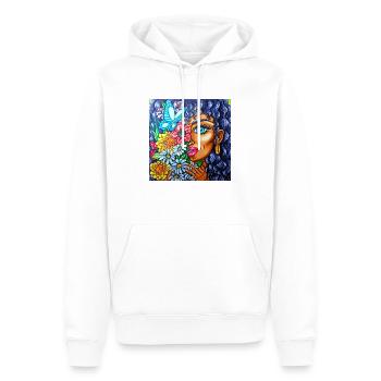 Fille aux fleurs - Sweat à capuche Premium bio Homme - blanc - Devant - Nico (187cm)