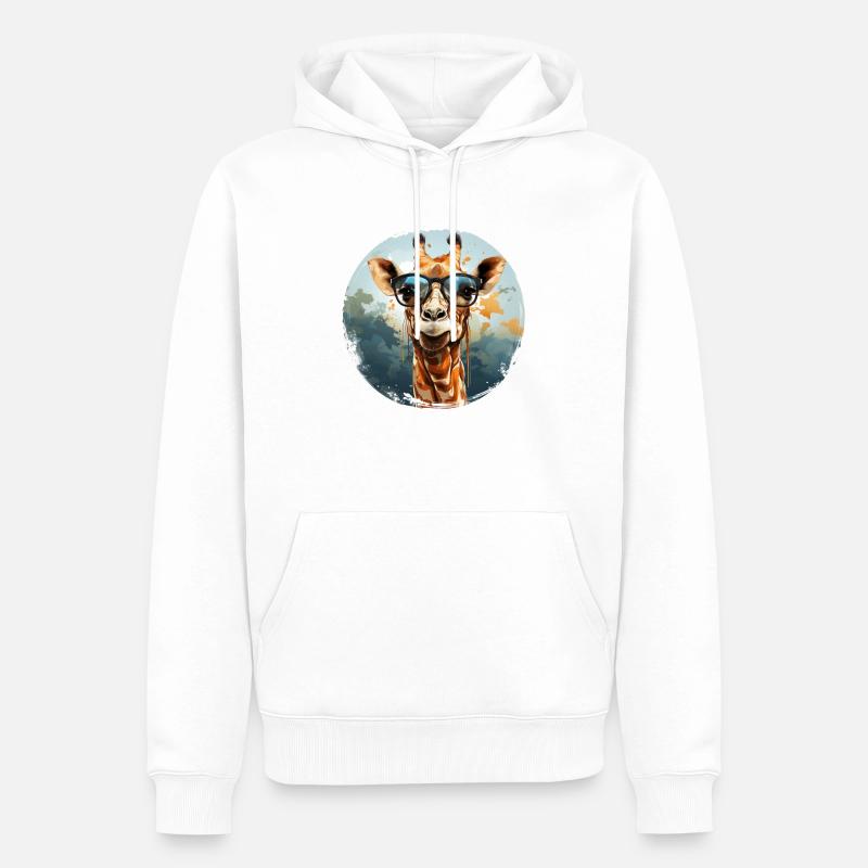 Girafe hipster animale avec des lunettes de soleil drôle - Sweat à capuche Premium bio Homme - blanc
