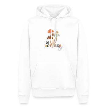 Hello October Cute Autumn Fall Mushroom Aesthetic - Men’s Premium Organic Hoodie - white - Front - Nico (187cm)