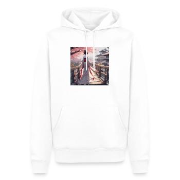 Geisha - Sweat à capuche Premium bio Homme - blanc - Devant - Nico (187cm)