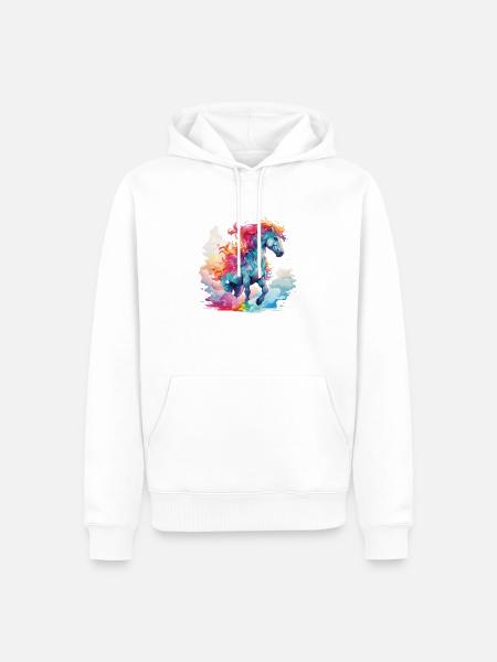 im bunten Galopp - Männer Premium Bio Hoodie - Weiß