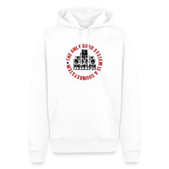 the only good system - Männer Premium Bio Hoodie - Weiß - Vorne - Nico (187cm)