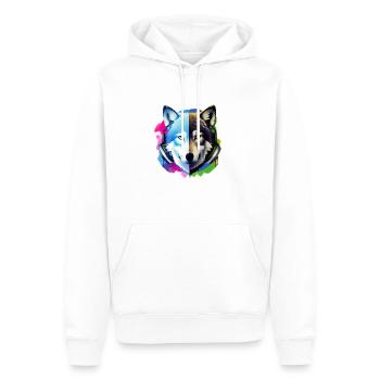 wolf with headphones - Men’s Premium Organic Hoodie - white - Front - Nico (187cm)
