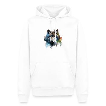 Loup - Sweat à capuche Premium bio Homme - blanc - Devant - Nico (187cm)