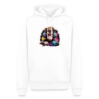 Baby Affe mit Headset Monkey Witzig - Männer Premium Bio Hoodie - Weiß - Vorne - Nico (187cm)