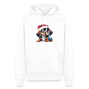 Teckel Noël X-Mas Chien Teckel Chiot - Sweat à capuche Premium bio Homme - blanc - Devant - Nico (187cm)