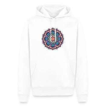 Buntes geometrisches Mandala-Blumenmuster - Männer Premium Bio Hoodie - Weiß - Vorne - Nico (187cm)