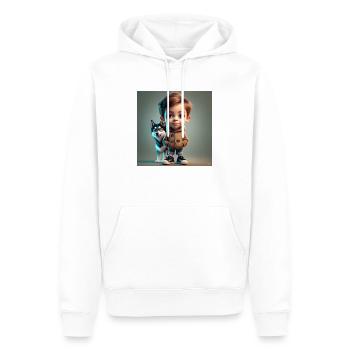 Junge mit Hund - Männer Premium Bio Hoodie - Weiß - Vorne - Nico (187cm)