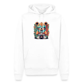 Ours en peluche Grafitti - Sweat à capuche Premium bio Homme - blanc - Devant - Nico (187cm)