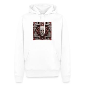 Au-delà des esprits et des machines - Sweat à capuche Premium bio Homme - blanc - Devant - Nico (187cm)