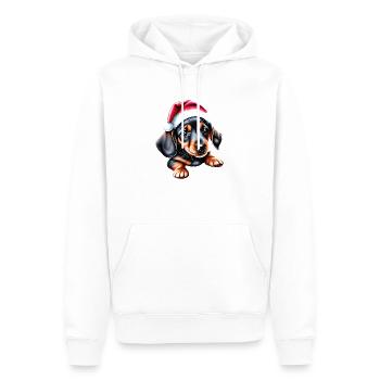 Teckel Noël Chien Teckel Chiot Noël - Sweat à capuche Premium bio Homme - blanc - Devant - Nico (187cm)