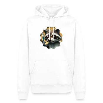 Künstler Waschbär - Männer Premium Bio Hoodie - Weiß - Vorne - Nico (187cm)