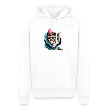 Chat domestique Chat Chat Propriétaire Chaton Chaton - Sweat à capuche Premium bio Homme - blanc - Devant - Nico (187cm)