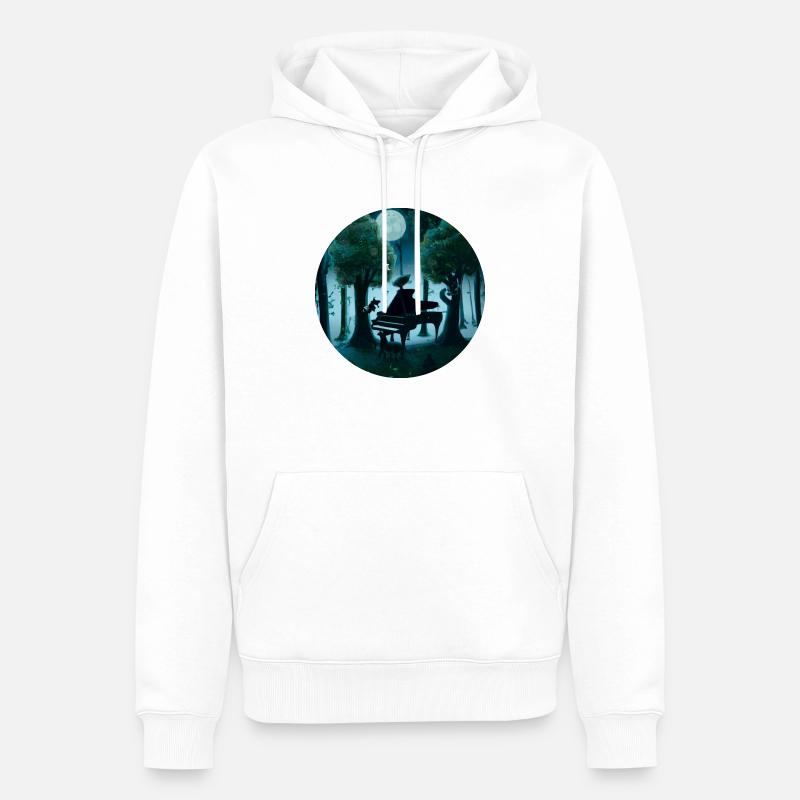 Piano dans la forêt - Sweat à capuche Premium bio Homme - blanc