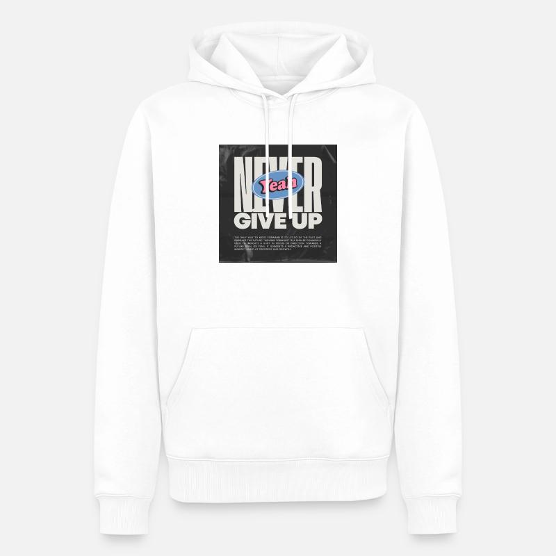 Design cool BW avec un autocollant « YEAH » cool dessus. - Sweat à capuche Premium bio Homme - blanc