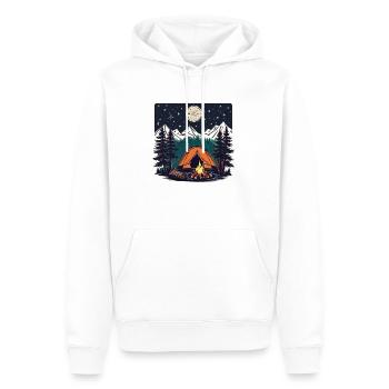 Camping, Zelt und Lagerfeuer - Männer Premium Bio Hoodie - Weiß - Vorne - Nico (187cm)