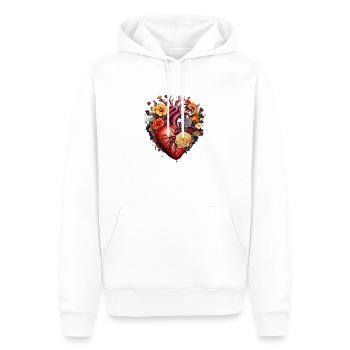 Herzblume | Herz Design | Herz aus Blumen | Blumen - Männer Premium Bio Hoodie - Weiß - Vorne - Nico (187cm)
