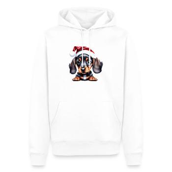 Teckel Noël Teckel Chiot Chien Noël - Sweat à capuche Premium bio Homme - blanc - Devant - Nico (187cm)