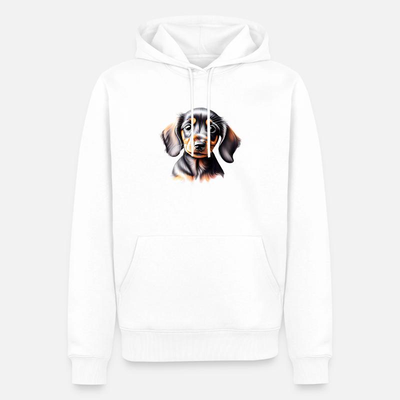 Teckel Chien Teckel Chiot Chien Propriétaire Chiens - Sweat à capuche Premium bio Homme - blanc
