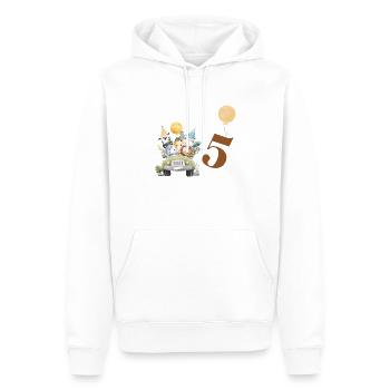 5e anniversaire safari - Sweat à capuche Premium bio Homme - blanc - Devant - Nico (187cm)