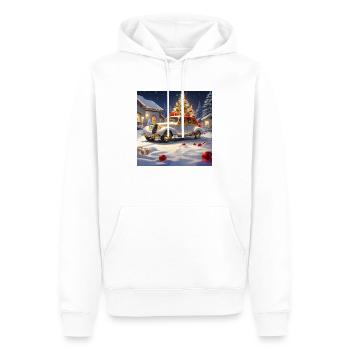 VOITURES ANCIENNES DANS LA NEIGE À NOËL - Sweat à capuche Premium bio Homme - blanc - Devant - Nico (187cm)
