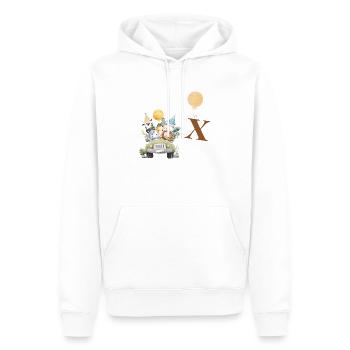 lettre x safari - Sweat à capuche Premium bio Homme - blanc - Devant - Nico (187cm)