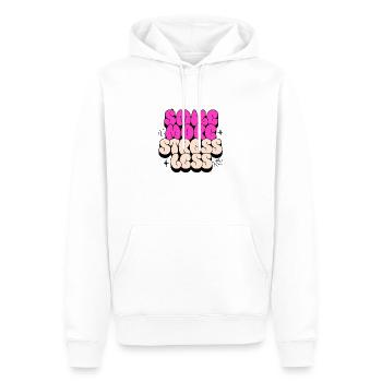 Lächeln Sie mehr, stressen Sie sich weniger - Männer Premium Bio Hoodie - Weiß - Vorne - Nico (187cm)