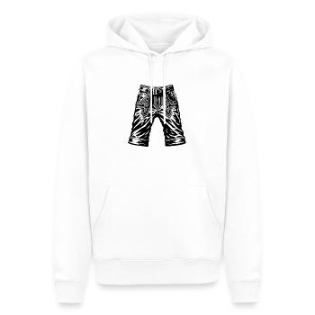 Lederhosen, pantalon traditionnel, bretelles gauche ou bretelles droites - Sweat à capuche Premium bio Homme - blanc - Devant - Nico (187cm)