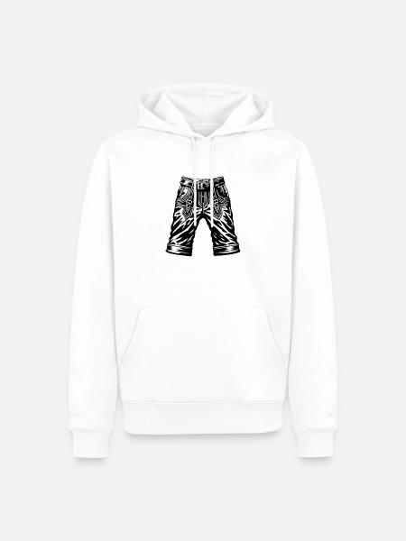 Lederhosen, pantalon traditionnel, bretelles gauche ou bretelles droites - Sweat à capuche Premium bio Homme - blanc