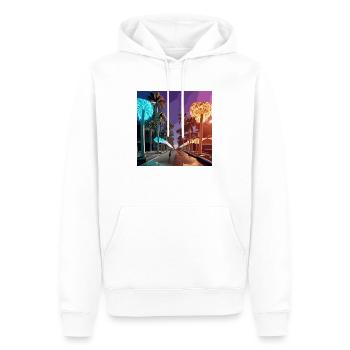 Nuit à Miami (Miami Collection) - Sweat à capuche Premium bio Homme - blanc - Devant - Nico (187cm)