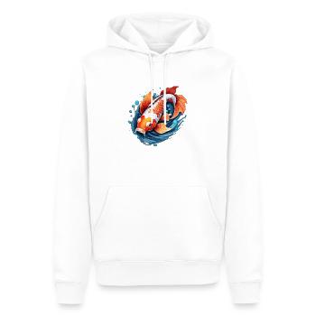 Koi Carpe / Poisson / Japonais / Étang / Eau - Sweat à capuche Premium bio Homme - blanc - Devant - Nico (187cm)