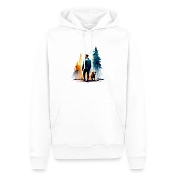 Men and dog in woods watercolor - Männer Premium Bio Hoodie - Weiß - Vorne - Nico (187cm)