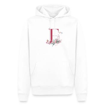 Blumenbuchstabe E - Geschenkidee - Männer Premium Bio Hoodie - Weiß - Vorne - Nico (187cm)