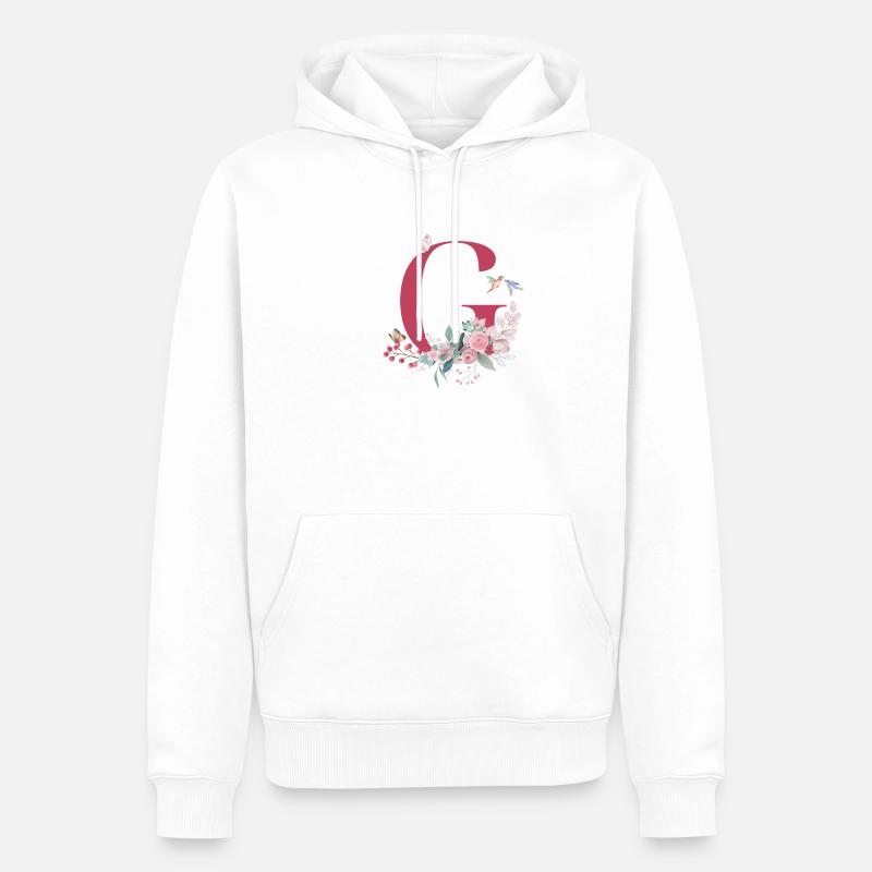 Blumenbuchstabe G - Geschenkidee - Männer Premium Bio Hoodie - Weiß