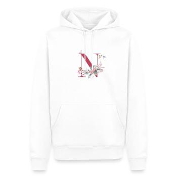 Buchstabe n Blumen - Geschenkidee - Männer Premium Bio Hoodie - Weiß - Vorne - Nico (187cm)